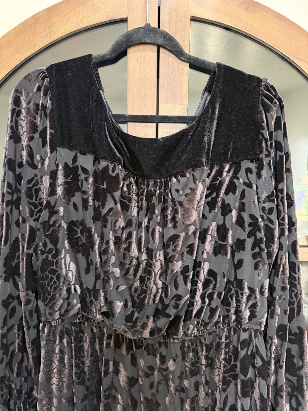 EUC ModCloth Black Burnout Velvet Maxi Dress - Picture 9 of 13